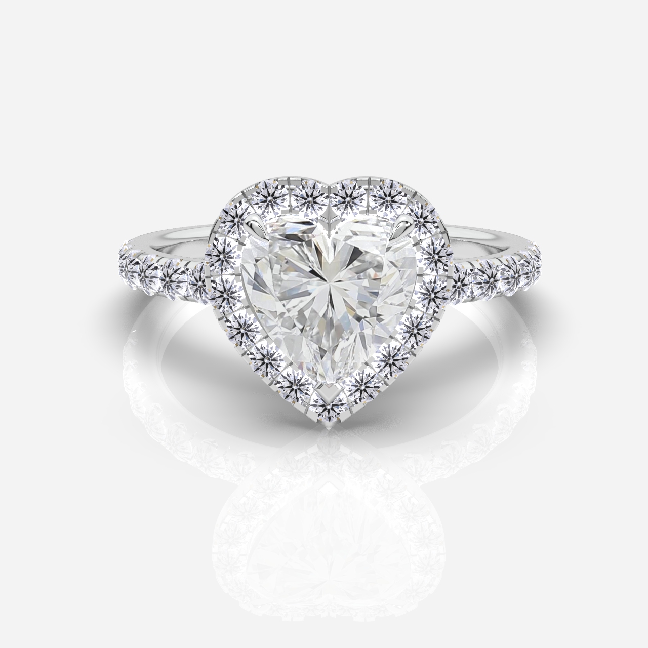 Juliette Halo and Diamond Shoulders Heart